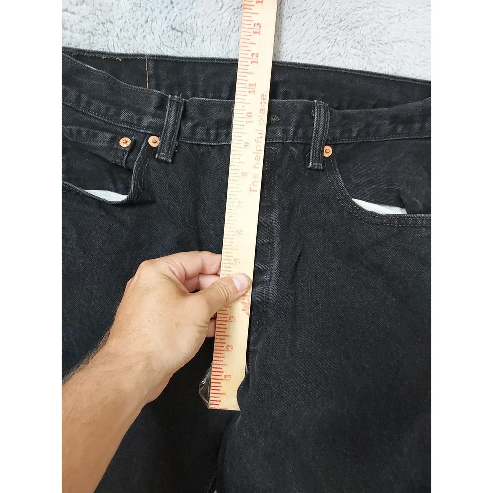 Levis 501 Jeans Mens 32x34 Original Fit Button Fly Black Denim Straight Leg EUC